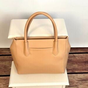 NWOT A New Day Tan Faux Leather Satchel Handbag